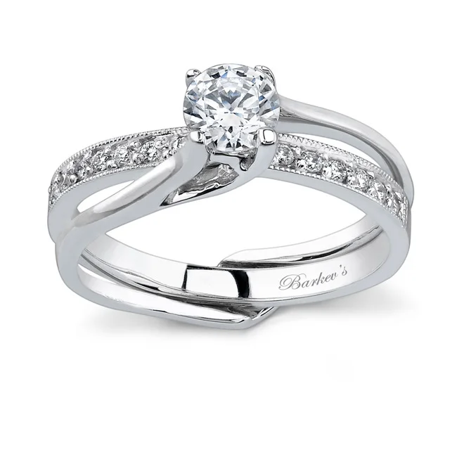 White gold diamond engagement ring set - 7243SW