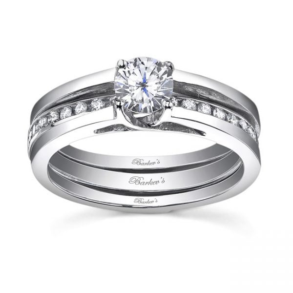White gold diamond engagement ring set - 7491SW