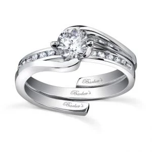 White gold diamond engagement ring set - 7493SW