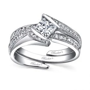 White gold diamond engagement ring set - 7498SW