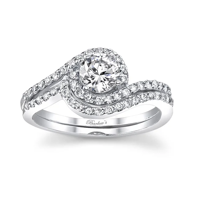 White gold diamond engagement ring set - 7597SW