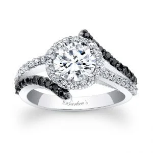 Black Diamond Halo Engagement Ring