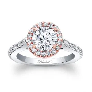 Two Tone Halo Engagement Ring