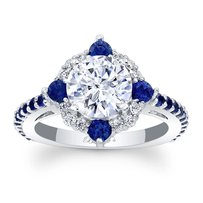 Blue Sapphire Halo Engagement Ring