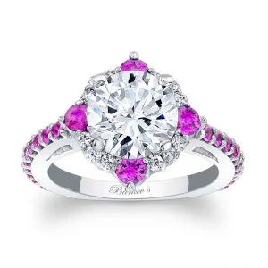 Pink Sapphire Halo Engagement Ring