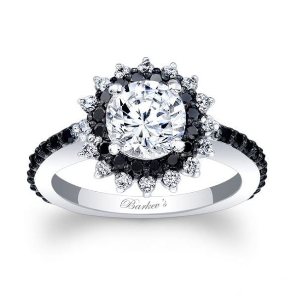 Black Diamond Halo Engagement Ring