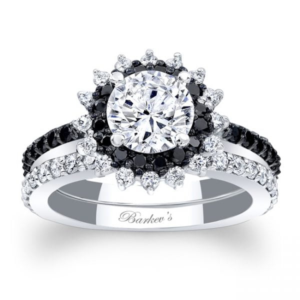 Black Diamond Halo Bridal Set