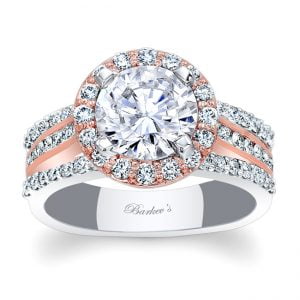 Two Tone Halo Engagement Ring