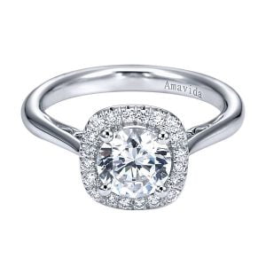 18k White Gold Round Halo Diamond Engagement Ring