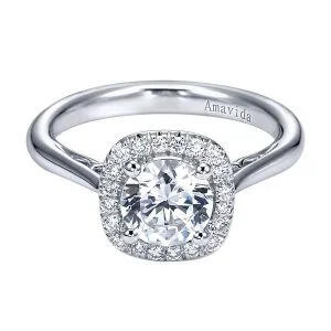 18k White Gold Round Halo Diamond Engagement Ring