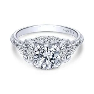 Vintage Platinum Round Halo Diamond Engagement Ring