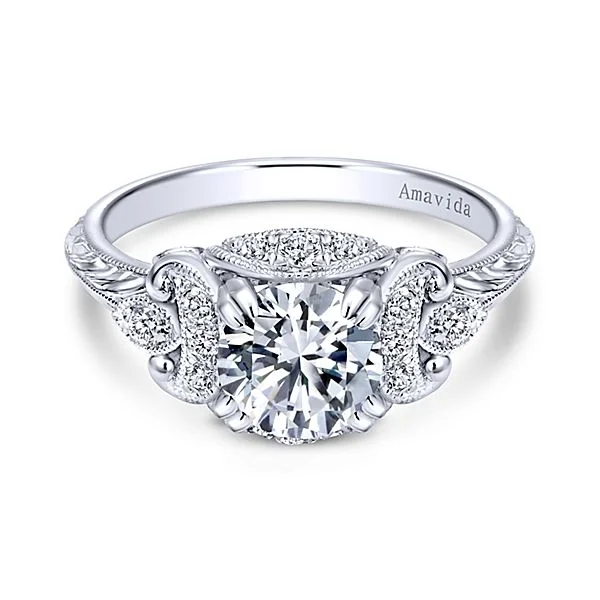 Vintage Platinum Round Halo Diamond Engagement Ring