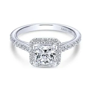 18k White Gold Amavida Princess Cut Halo Diamond Engagement Ring