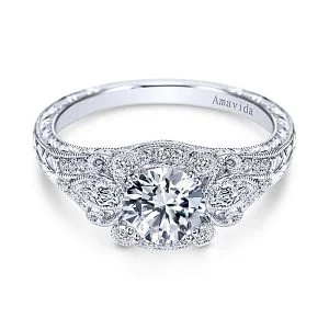 Vintage Platinum Round Halo Diamond Engagement Ring