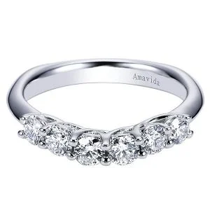 18k White Gold Curved Diamond Wedding Band