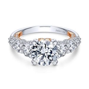 18k White/Rose Gold Round Straight Diamond Engagement Ring