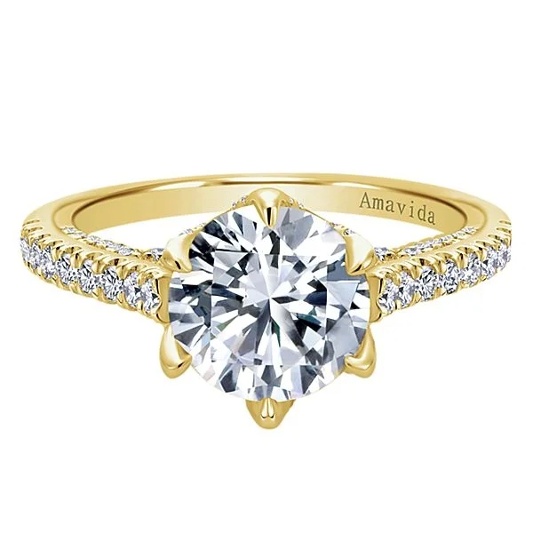 18k Yellow Gold Round Straight Diamond Engagement Ring