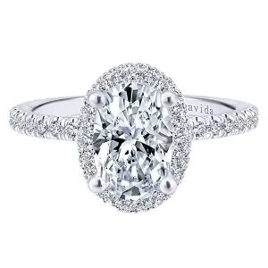 18k White Gold Oval Double Halo Diamond Engagement Ring
