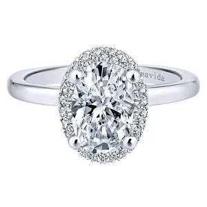 18k White Gold Oval Double Halo Diamond Engagement Ring
