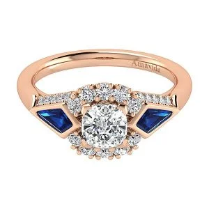 18k Rose Gold Cushion Cut Halo Diamond A Quality Sapphire Engagement Ring