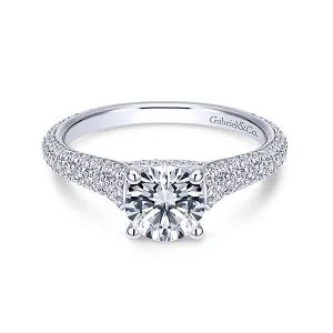 18k White Gold Round Straight Diamond Engagement Ring