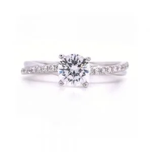 Bridal Rings Company Twist Round Diamond Engagement Ring in 14K White Gold