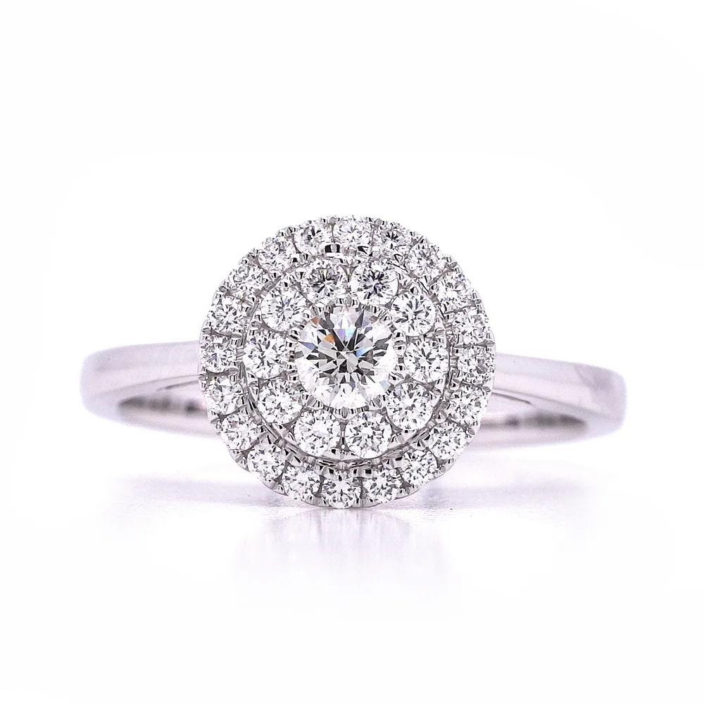 Bridal Rings Company Round Halo Diamond Engagement Ring in 14K White Gold