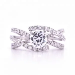 Bridal Rings Company Modern Round Diamond Engagement Ring in 14K White Gold