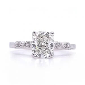 Bridal Rings Company Antique Inspired Round Diamond Engagement Ring in 14K White Gold
