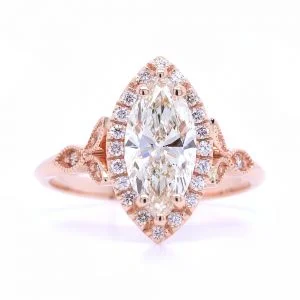 Bridal Rings Company Marquise Halo Diamond Engagement Ring in 14K Rose Gold