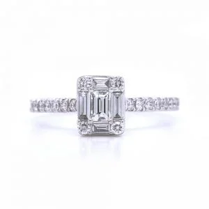 Bridal Rings Company Emerald Cut Solitaire Engagement Ring in 18K White Gold