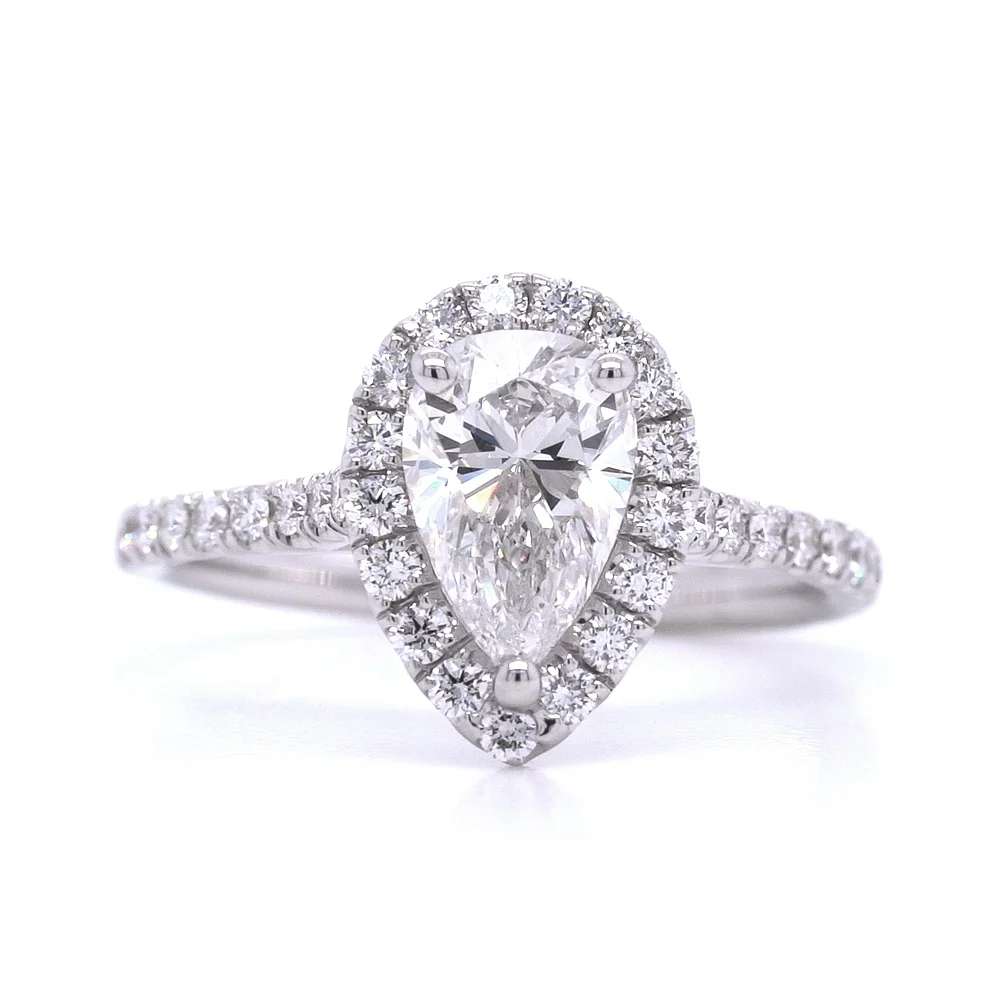 Bridal Rings Company Pear Shape Diamond Engagement Ring in 18K White Gold