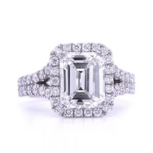 Bridal Rings Company Halo Radiant Cut Engagement Ring in 18K White Gold