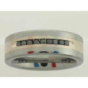 TUNGSTEN&SILVER GENTS RING with 9 Diamond(s) 0.25ctw