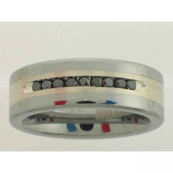 TUNGSTEN&SILVER GENTS RING with 9 Diamond(s) 0.25ctw