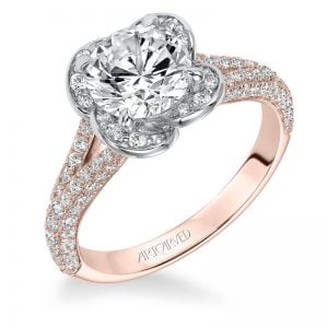 Katalina' Contemporary Two Tone Diamond Engagement Ring in Rose Gold  - 31-V583GRR-E.00