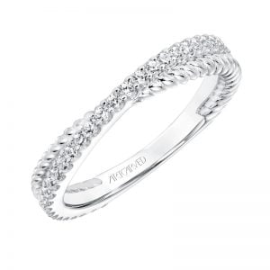 ArtCarved Contemporary Twisted Diamond and Rope Band in White Gold  - 33-V9189W