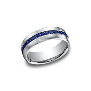 Diamonds White Gold 7.5mm Sapphire Band