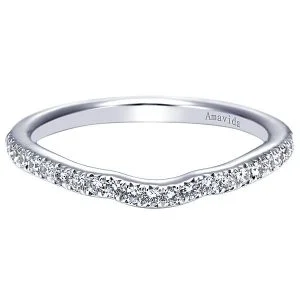 18k White Gold Curved Diamond Wedding Band
