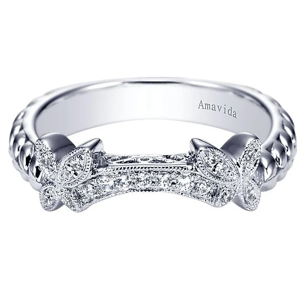 Vintage Platinum Curved Diamond Wedding Band