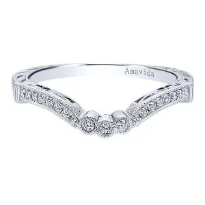 Vintage Platinum Curved Diamond Wedding Band