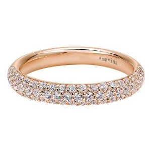 18k Rose Gold Straight Diamond Wedding Band