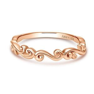 Vintage 18k Rose Gold Curved Wedding Band