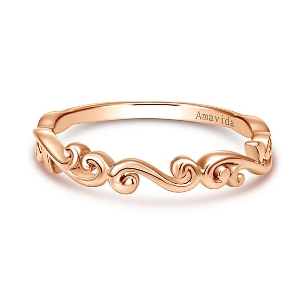 Vintage 18k Rose Gold Curved Wedding Band