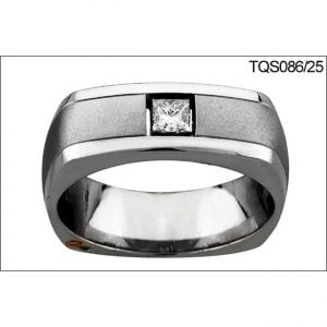 18 KARAT WHITE GOLD GENTS RING with 1 Diamond(s) 0.25ctw