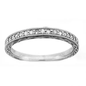 19K WHITE GOLD DIAMOND WEDDING BAND with 16 Diamond(s) 0.12ctw