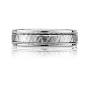 Hammered Two Tone Classic Men's Ring