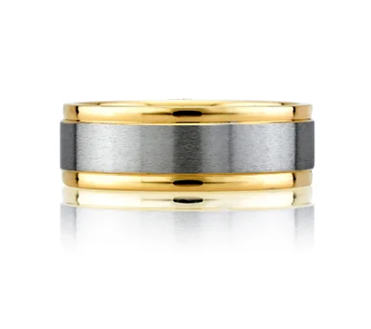 Two Tone Center Brushed Men's Ring