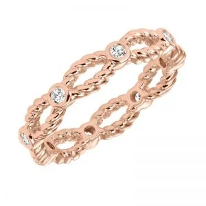 Artcarved 14k Rose Gold Rope Detail Diamond Band