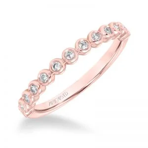 Artcarved Stackable Band with Bezel Set Diamonds in 14K Rose Gold  - 33-V9159R